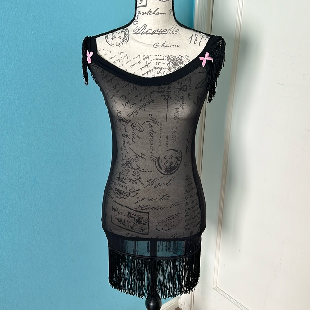 Mesh Fringe Lingerie Dress
